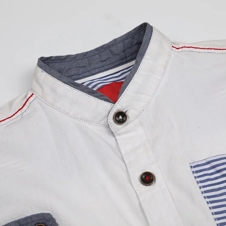 
Product warranty summer short sleeve cotton poplin pocket kid stylish shirts for boys 