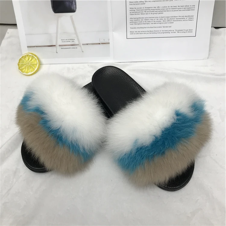 

Popular luxury real fur slippers dropshiping offered, Customized color