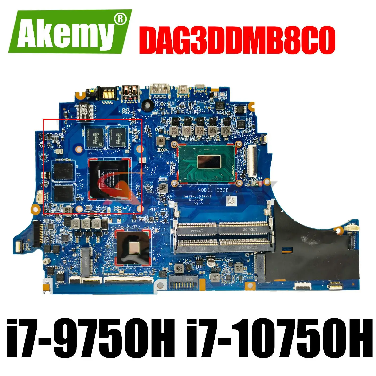 

FOR HP DAG3DDMB8C0 motherboard 15-DC Laptop motherboard mainboard GTX1650M 4GB GPU I5-9300H i7-9750H I7-10750H
