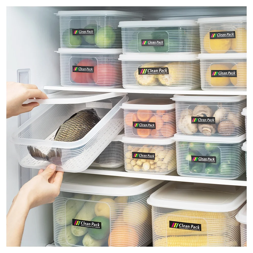 

Hot Sell Fridge Container Egg Food Organizer Kitchen Drain Packing Set Refrigerator Storage Box