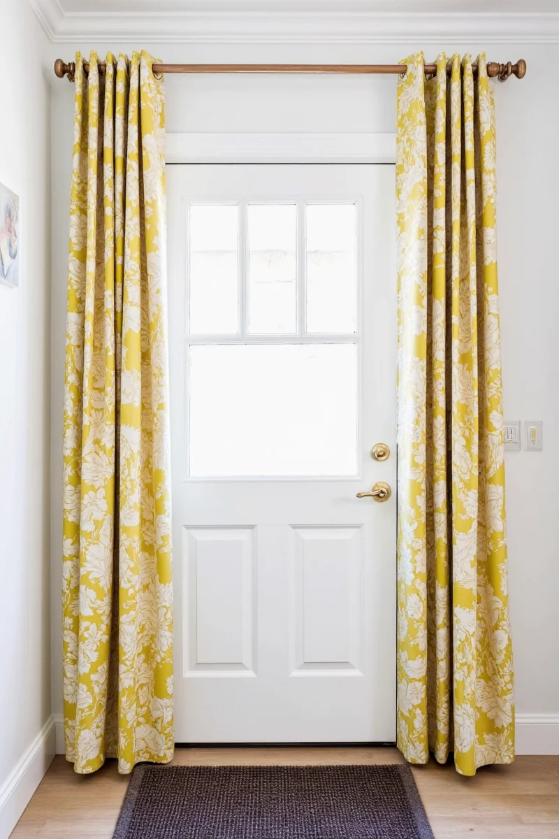 Adjustable tension rod installed in front door window