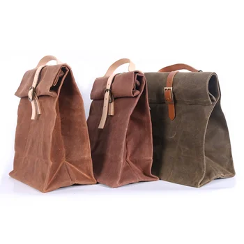 Wholesale Best Heavy Waxed Canvas Lunch Tote Bag With Leather Straps For Adults - Buy Canvas ...