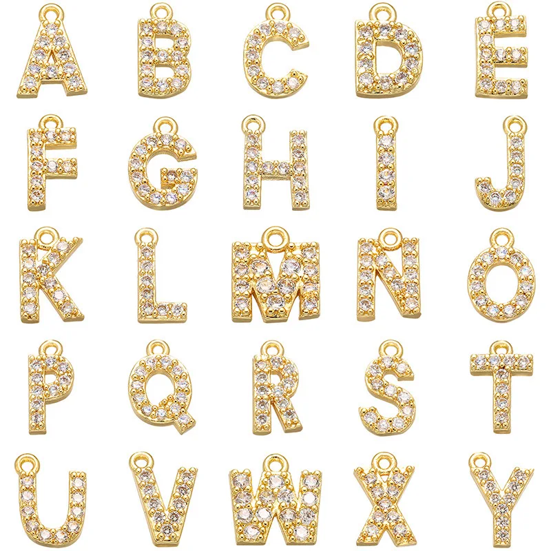 

2021 New Letter Copper Trend Hip-Hop Necklace 26 English Letter Pendant Earrings Necklace Accessories