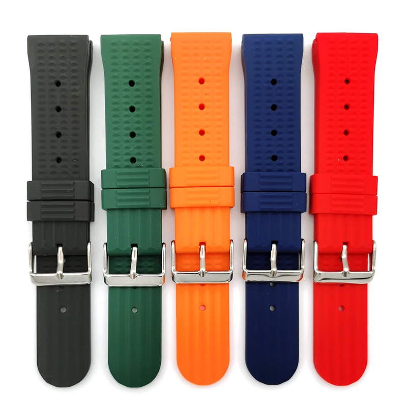 

22mm 20mm multi color water-proof silicone rubber watch band watch strap