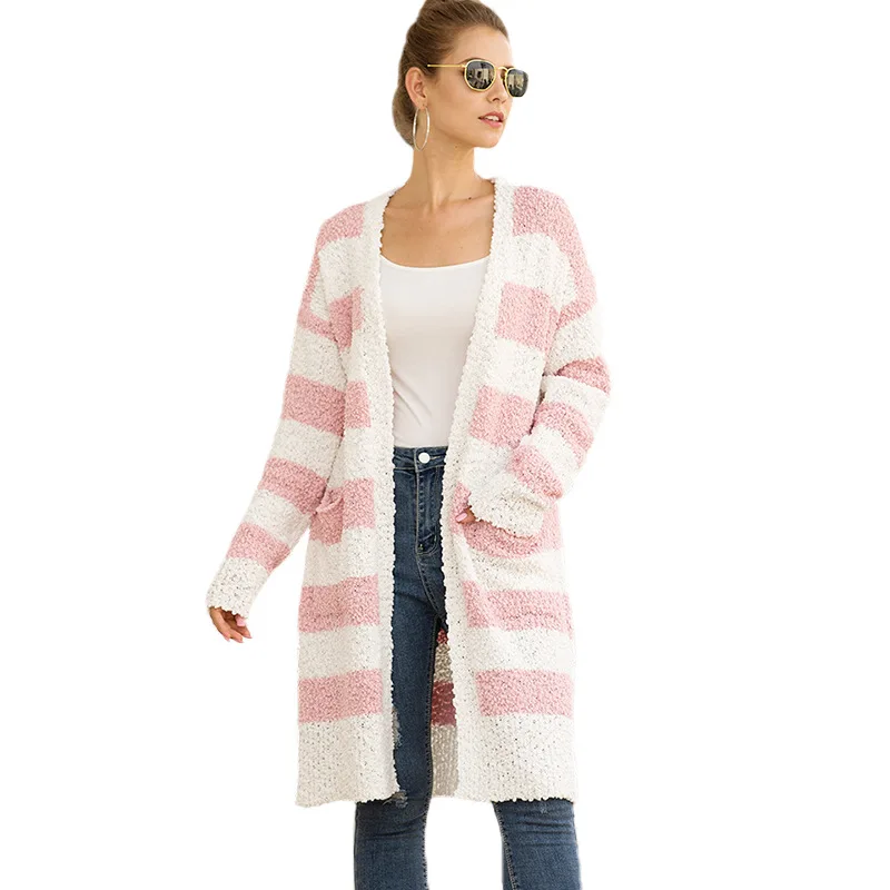 

Unique Nature Womens Open Front Sweater Long Cardigans Boho Long Sleeve Color Block Knit Lightweight Kimono Duster Coats