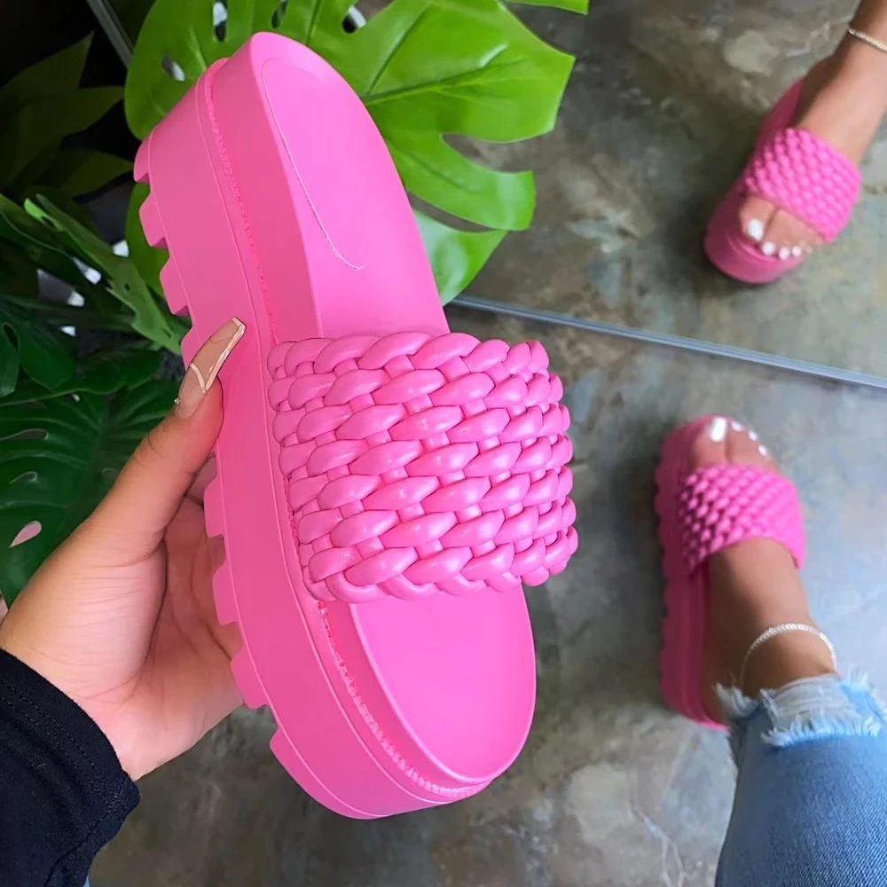 

2021 Thick-soled fashion slippers high fashion lady slippers Hot selling Candy color lady slides fashion popular slipper, Picture