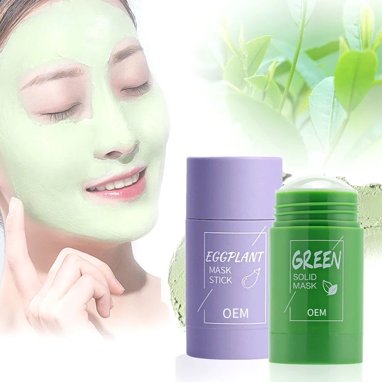 

eggplant matcha vegan green tea clean face oil control solid mask facial face cleansing mud clay stick green tea mask