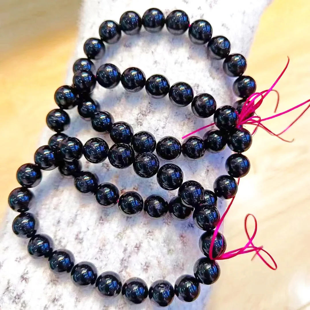 

Wholesale 10mm Natural Stone Beads Energy Crystal Beaded Bracelet Yoga Black Tourmaline Bracelets, Natural color