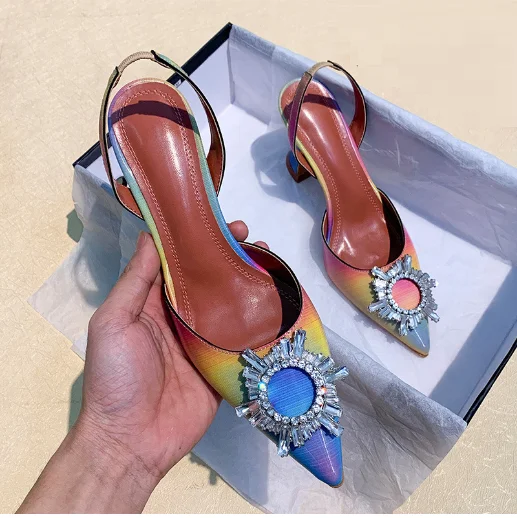 

34-42 New Arrival 3D Rainbow Wedding Bridal Shoes Rhinestone Crystal High Heel Women Sandals, Rainbow/ custom