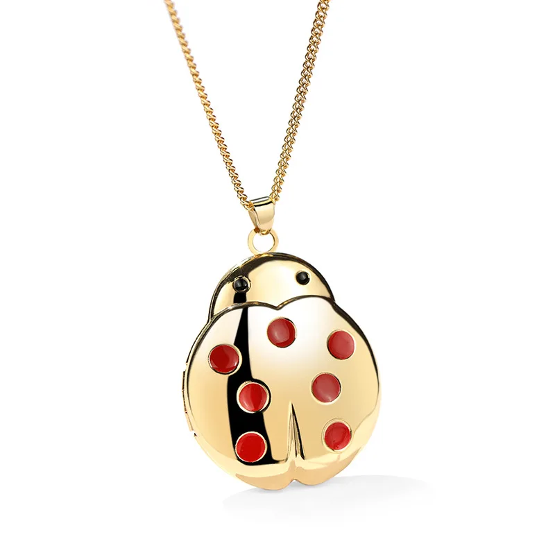 

Fashion new ladybug picture necklace opened photo pendant necklace women mom mama ladybug necklace for gift