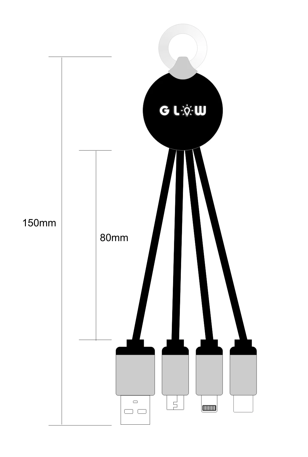 Latest Design Fast Charging Type-C 4 In 1 Charging Cable Usb With glowing logo - ANKUX.COM
