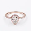 Custom 925 silver 14k 18k rose gold plated diamond engagement pear moissanite ring