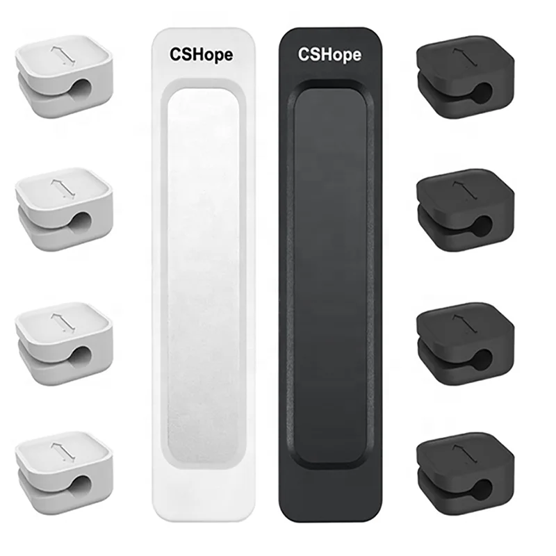 

Custom Logo Silicone Desk USB Cable Holder Winder Management Cable Clips Silicone Cable Organizer, White, black