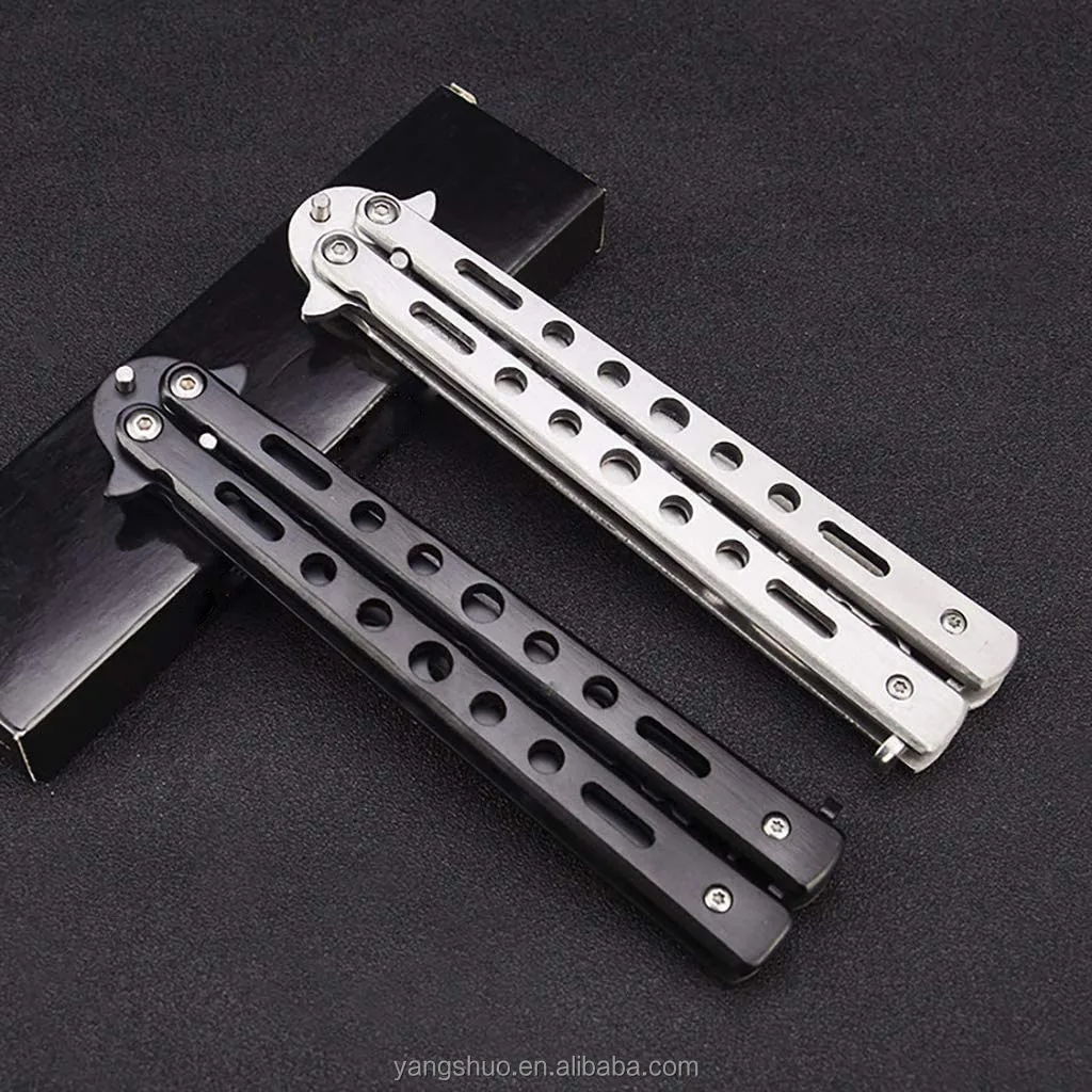 

Outdoor Practice Foldable Comb Butterfly Comb Knife Novel Stainless Steel Butterfly Comb Modeling Tool Home Salon, Silver,black