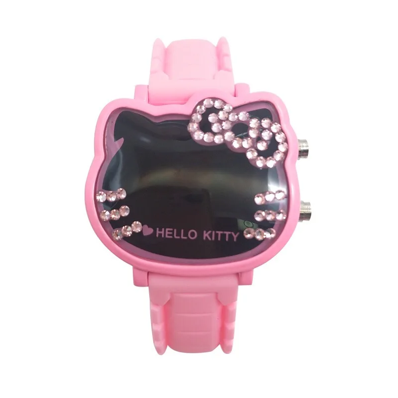 

Amazon Top Seller Wholesale sale quality RELOJ Hello Kitty Girls Watch silicone band LED watch, Bule/black/brown/pink