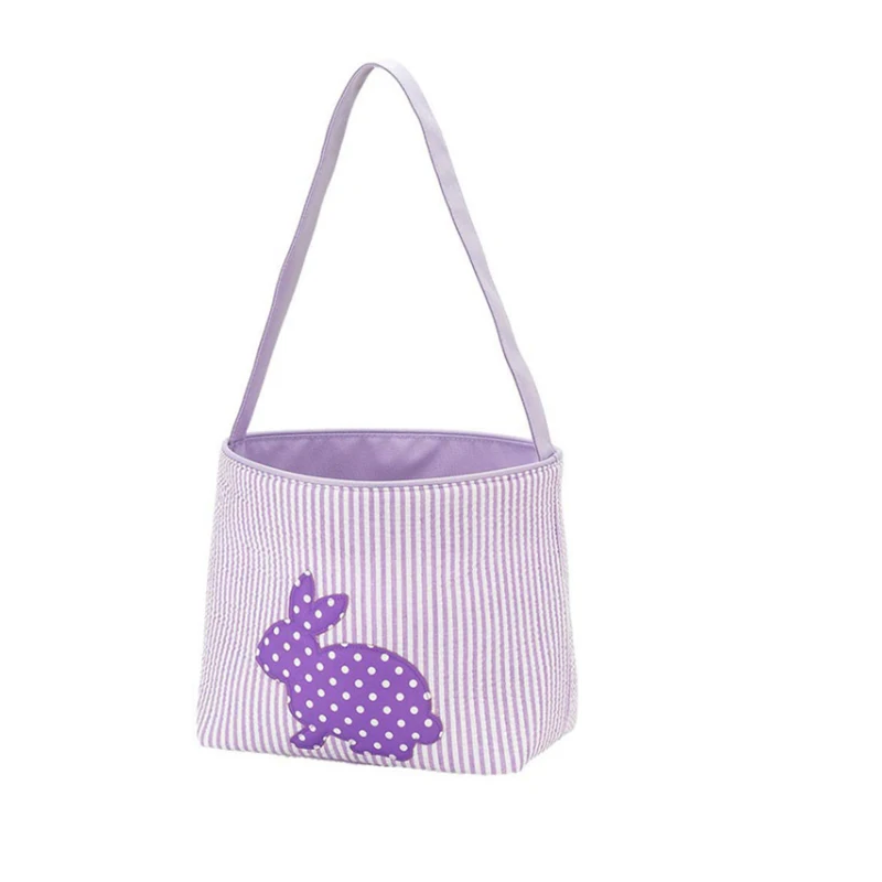 

Outdoor Easter Bucket Personalized Cute Seersucker Polka Dot Monogrammed Bunny Easter Bucket, Pink, green, purple, blue