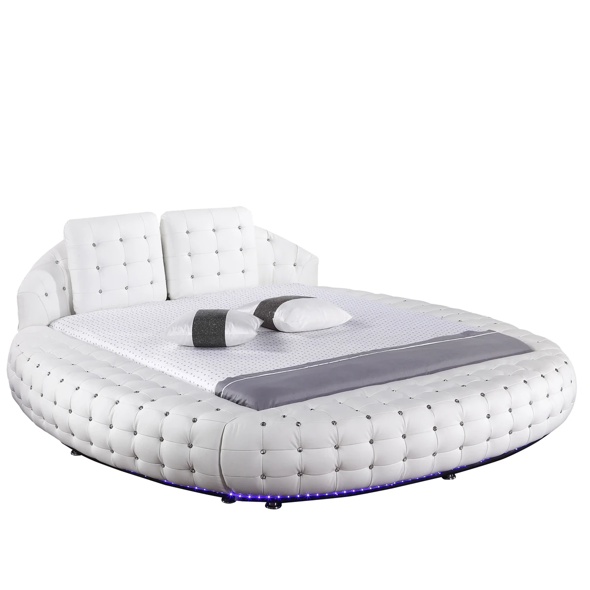 Synthetic Leather Modern Stylish Cheap Round Bed Designs Bed Frame
