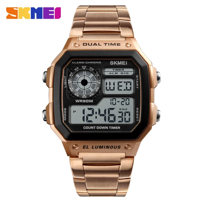 

TOP Best New SKMEI 1335 Steel Reloj Digital Sports Watches Outdoor Mens Watches Men Wrist Digital, 4 colors