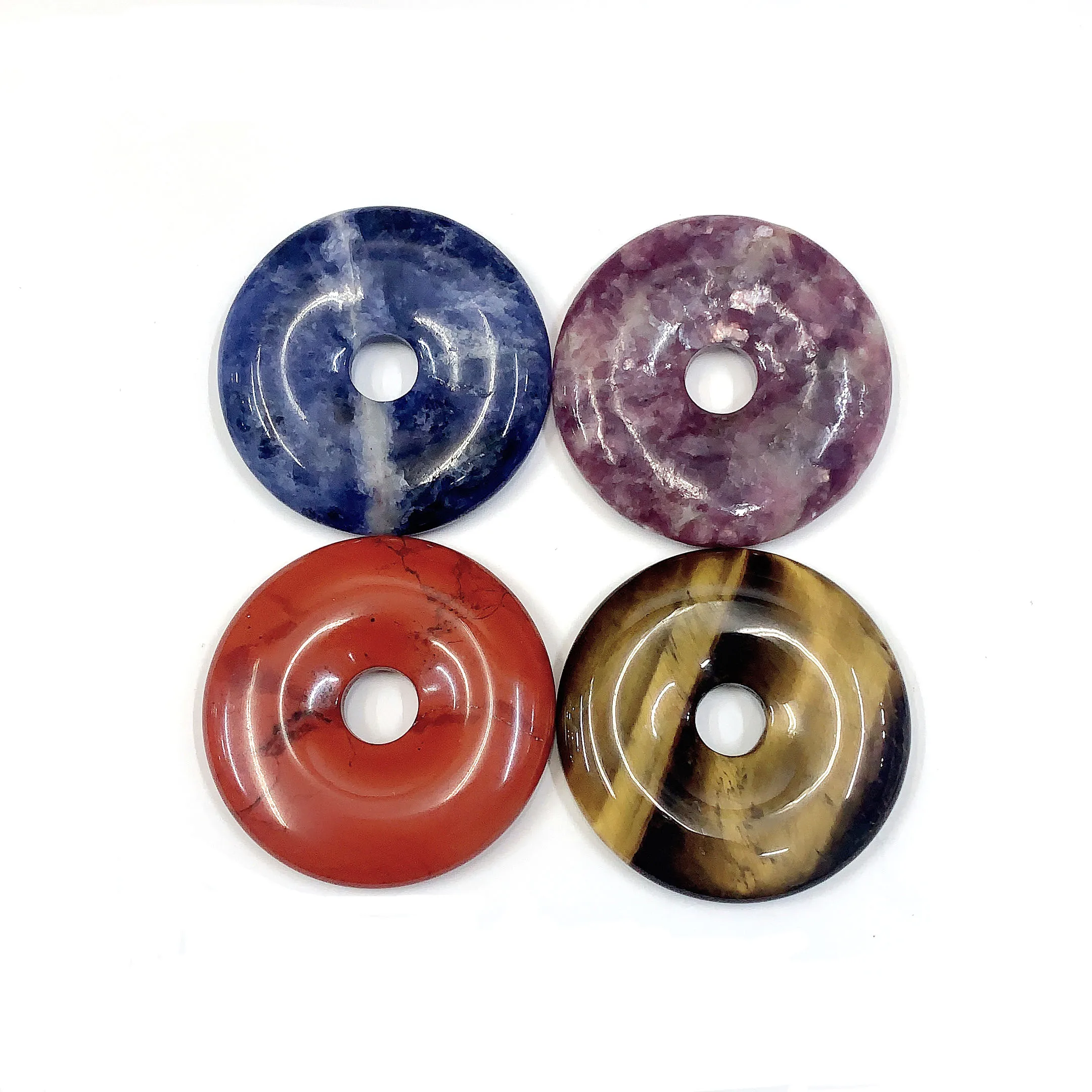 

Natural Gemstone Donut Pendant 40mm Mixed Style Gemstone Sodalite Donut, 100% natural color