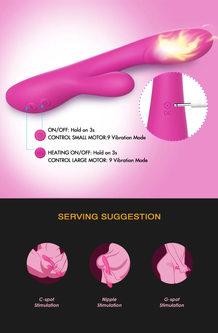 Luxury c-spot massage g-spot heating dildo rabbit silicone vibrator sex toy