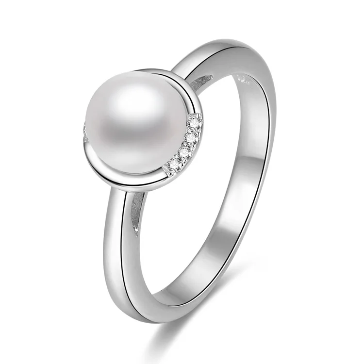 

Sterling Silver Fresh Water Pearl Cubic Zirconia Rings