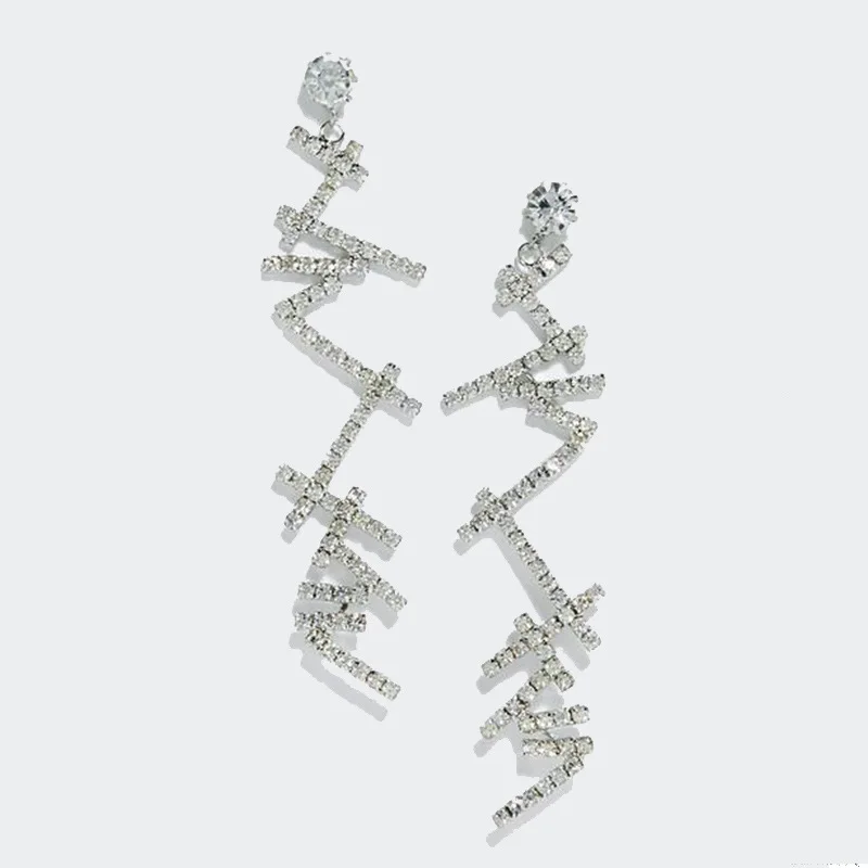 

Crystal characteristics women long rhinestone irregular earrings