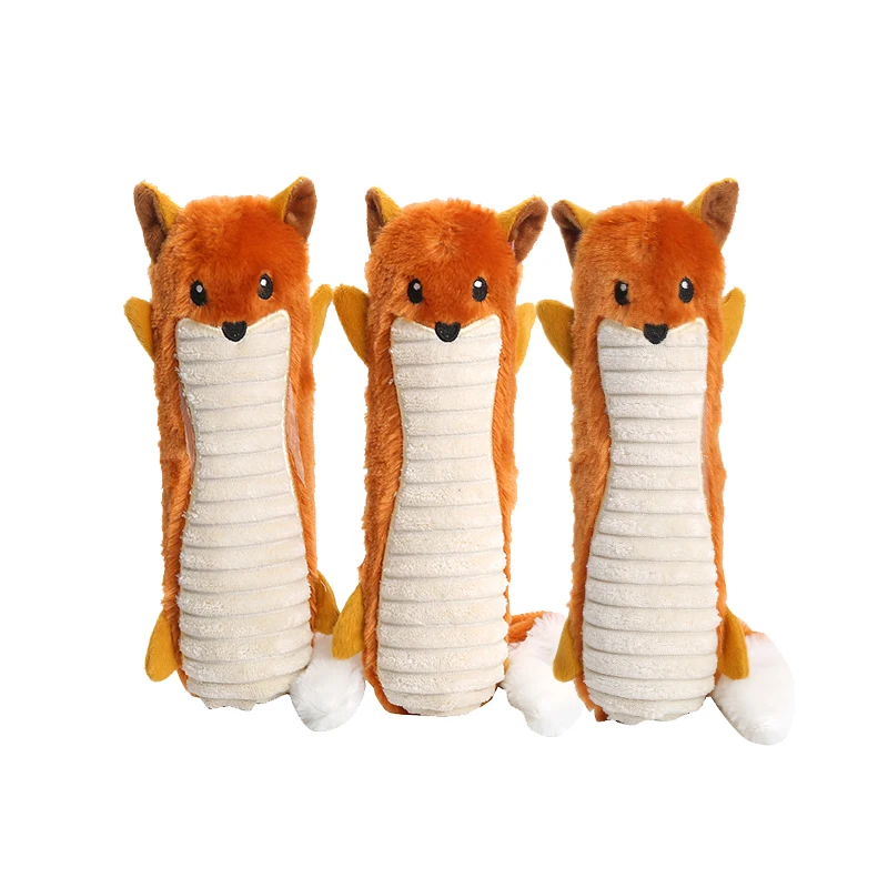 

New arrival dog plush squeaky toy fox shape Soft fabric pet product, Picture
