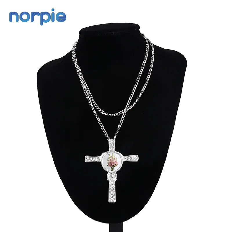 

2021 Fashion Men Women Accessories Jewelry Necklaces Pendant Wholesale Sublimation Cross Diamond Necklaces, Silver