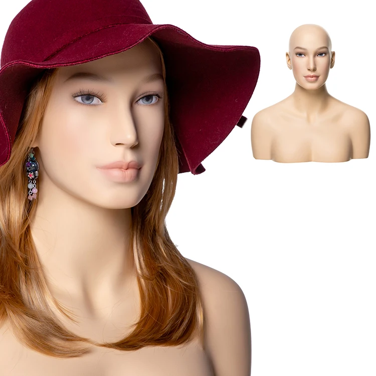 

CHRISTINA-A Wigs and Jewelry Display Stand Heads Fiberglass Mannequin Female Head, Skin color