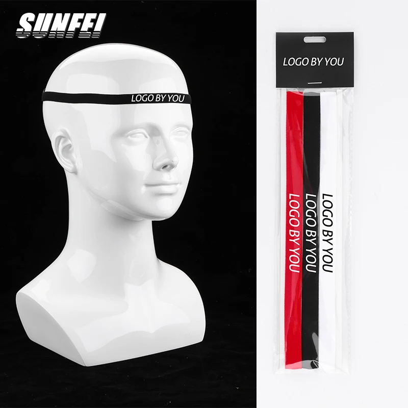 

Sunfei Custom logo bulk black headbands sweatband Spandex hairband yoga Elastic Headband adjustable sports head band, Black, blue, red,white,neon green
