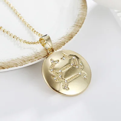 

2021 New Arrival New Creative 12 Constellations Female Metal Hip Hop Fashion Pendant Bestie Lovers Choker Chain Necklace