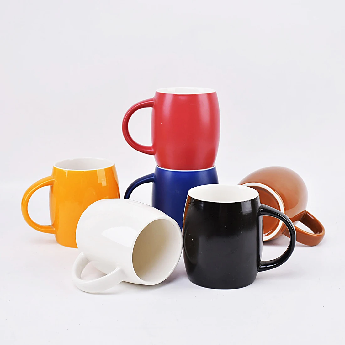 Wholesale Factory Direct Orange Ceramic Porcelain Eco-Friendly Minimalist Coffee Mugs Tea Cups Saucers Back School Cheap Price