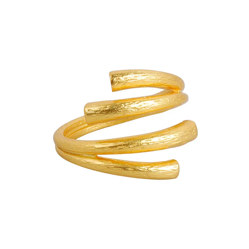 

S925 Ring Layer Texture Gold Irregular Personalized Resizeable Gold Plated Silver Rings