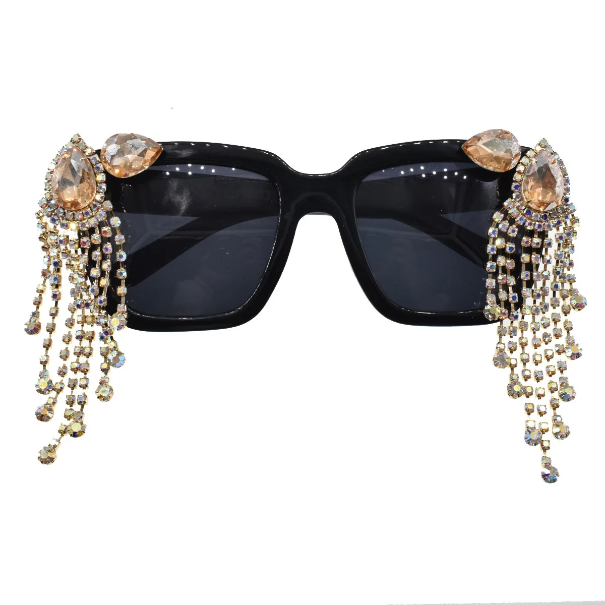 

Retro uv 400 ce rhinestone bling fringe sunglasses with charms sun glasses for uv max