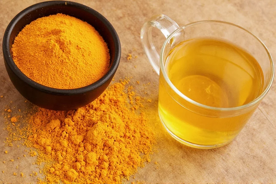 Zutaten für Kurkuma-Paste in Gläsern mit Messlöffeln