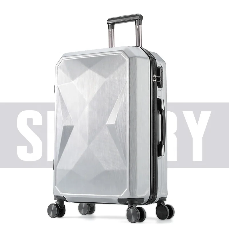

2020 New arrival Eco friendly Diamond luggage polycarbonate shell suitcase travel trolley luggage bag carryonluggage, Black, red,blue, pink, silver, gray