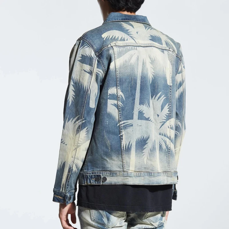 DiZNEW Laser Printing Jacket For Men High Quality Digital Prints Design Men's Blue Plus Size Denim Jacket manufacture