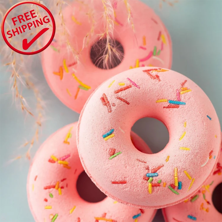 

Private Label Spa Colorful Salt Organic Fizzy Bubble Donut Bath Bombs for Christmas Valentine's Day