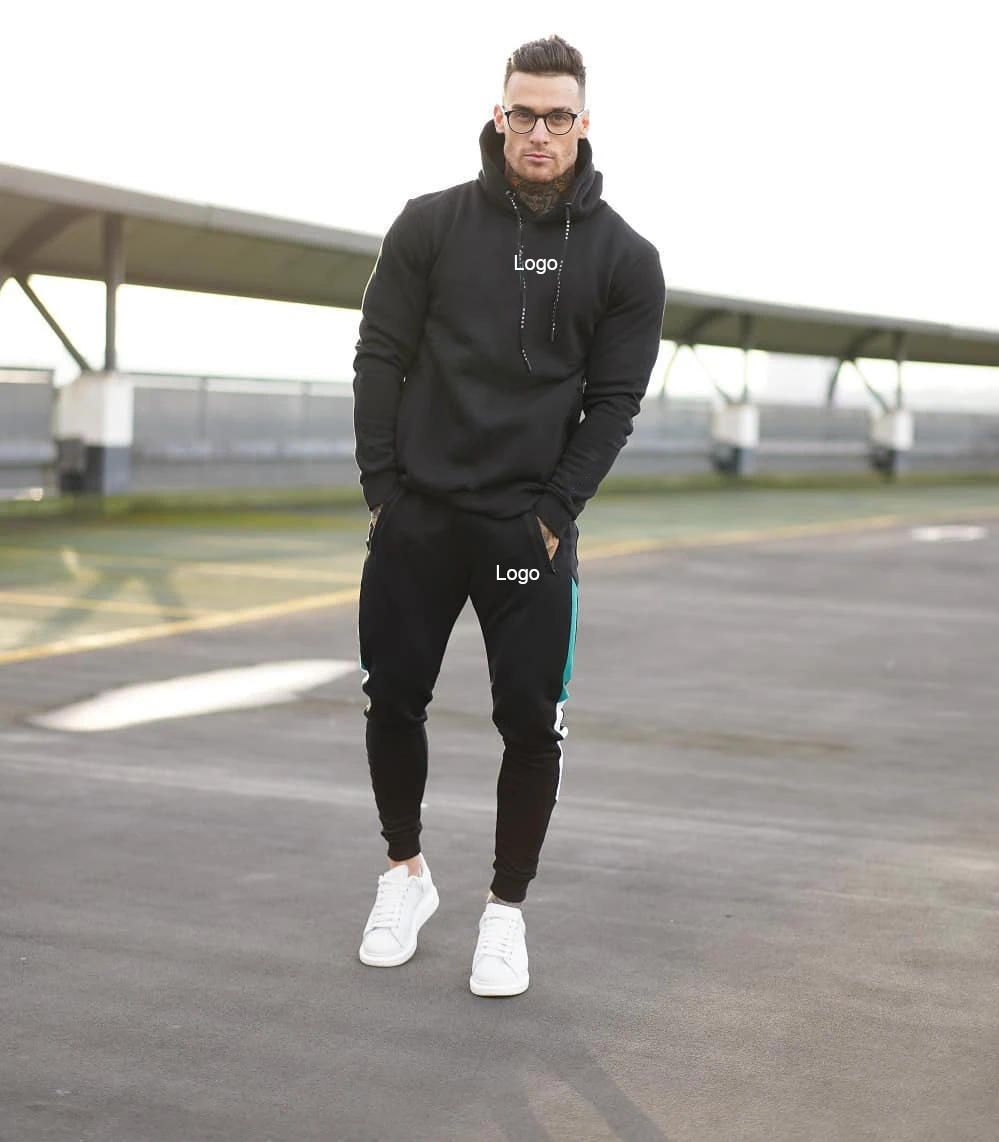 

Premium quality custom label jogger set sports sweatshirt set for mens gym clothes, As picture