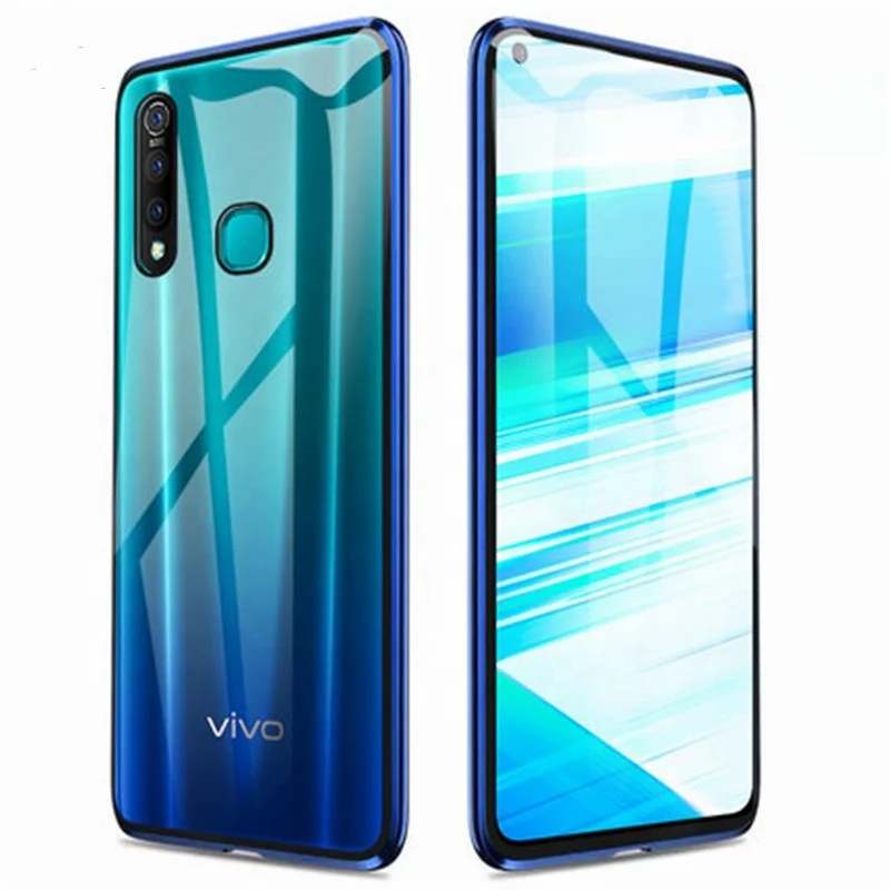 

Metal Magnetic Tempered glass back case for VIVO V15/S1 360 degree full body protect case funda coque