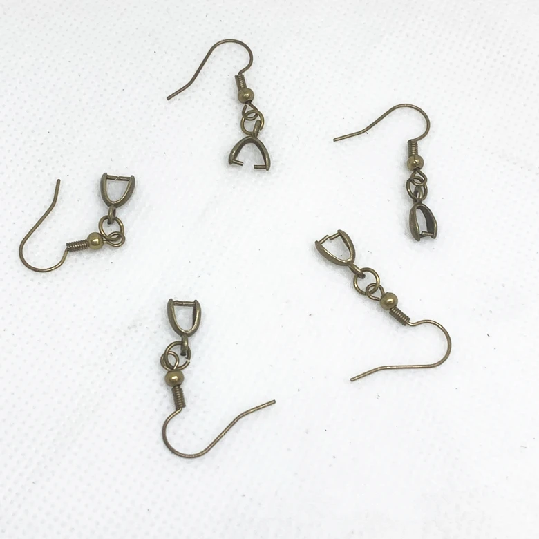 Jewelry findings 10mm pendant ear hook clip brass earring hook with clasp pinch bail for jewelry making