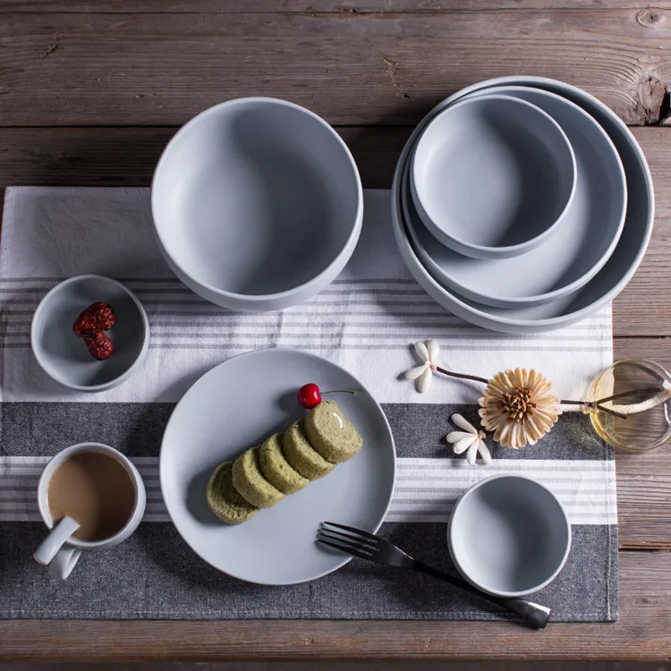 

simple cheap ceramic dining set personality modern plate set hotel, As picture