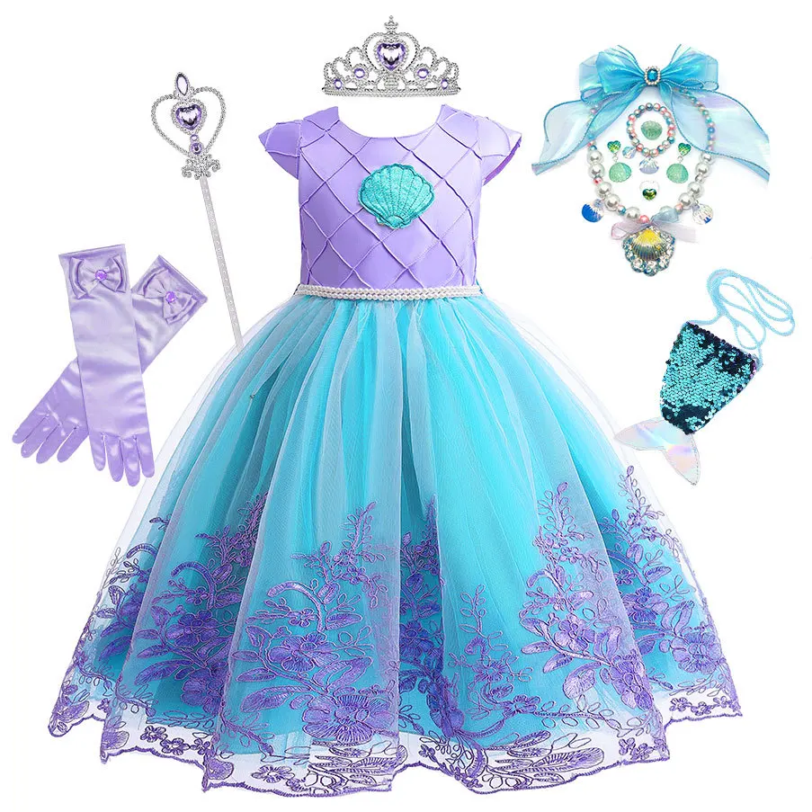 

MQATZ One Set Kids Mermaid Cosplay Costume Dress Princess Kids Dress Girls Party Dress