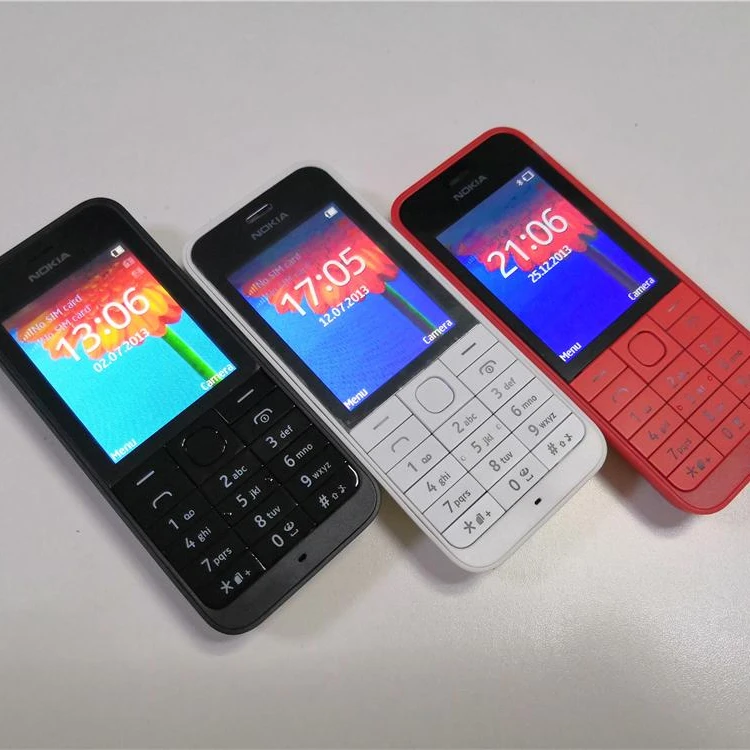 

Original Unlockedf Nokia 220 GSM 2.4Inch Dual SIM Cards FM Radio 1100mAh Refurbished Cellphone Mobile Phone, Black red white