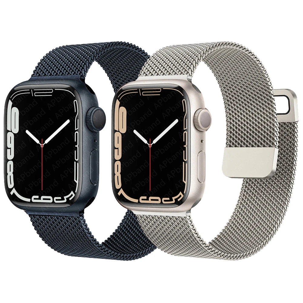 

Magnetic Milanese loop strap for iwatch for apple watch band series 1 2 3 4 5 6 7 SE stainless steel metal watch bands, 15 colors