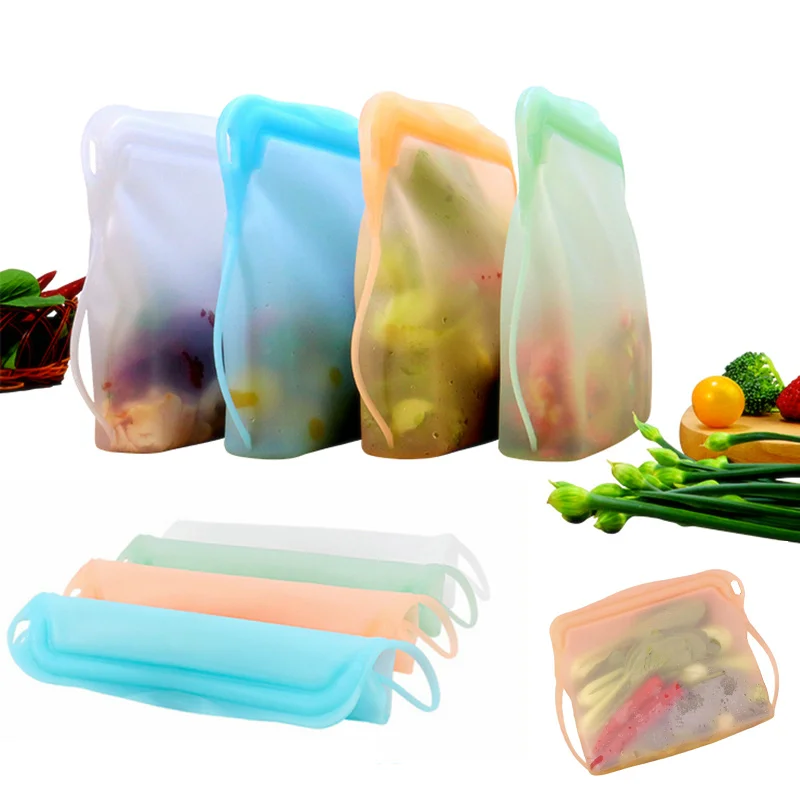 

Custom bpa free food grade stand up reusable ziplock silicone bag zip-lock freezer sandwich food storage zip bag set with print