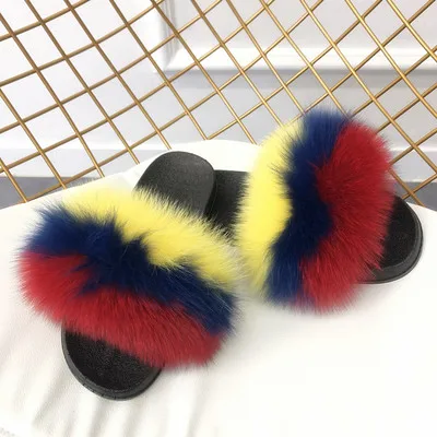 

logo fur slippers fur slides for women and kids wholesale fur slipper, Customized color