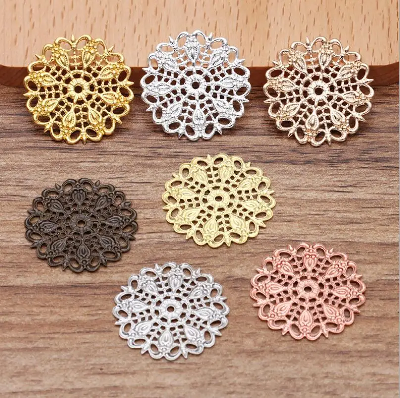 

100pcs/bag rose gold antique Brass wholesale filigree flower wraps connector metal filigree for earring jewelry making, Raw,silver,gold,bronze,etc