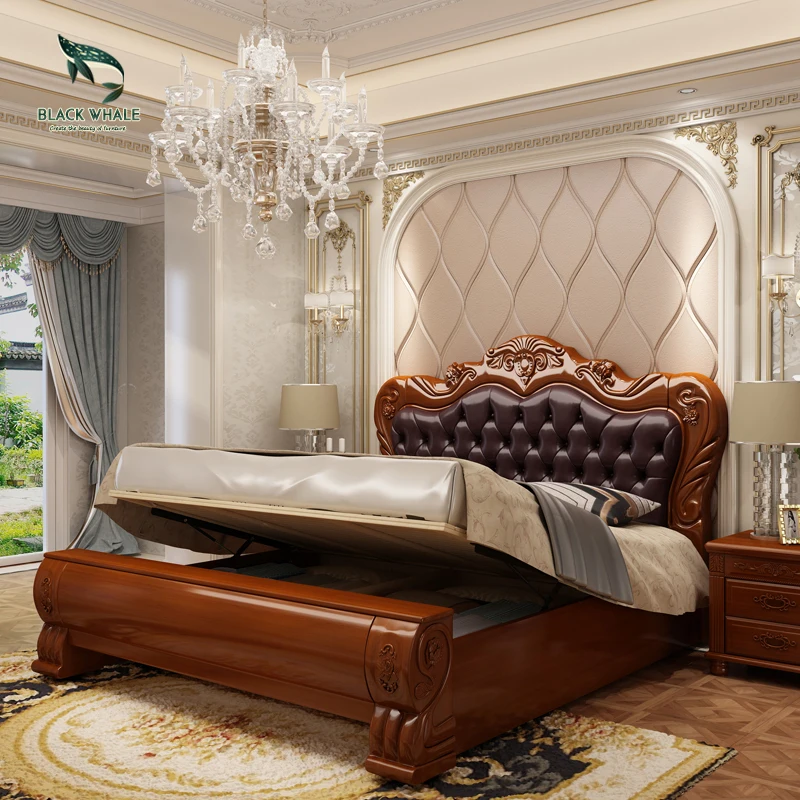 
Bedroom Furniture Storage Luxury Antique King Size Frame Double Wood Beds 