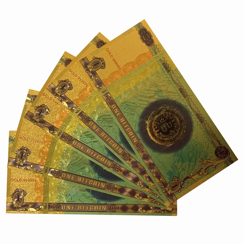 

Waterproof Bitcoin Gold foil money banknote 24K gold design the Bitcoin dollar bills